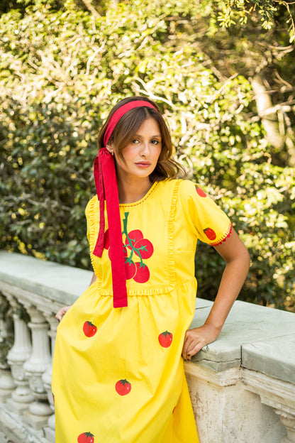 Vestido Moldura Tomates - amarelo