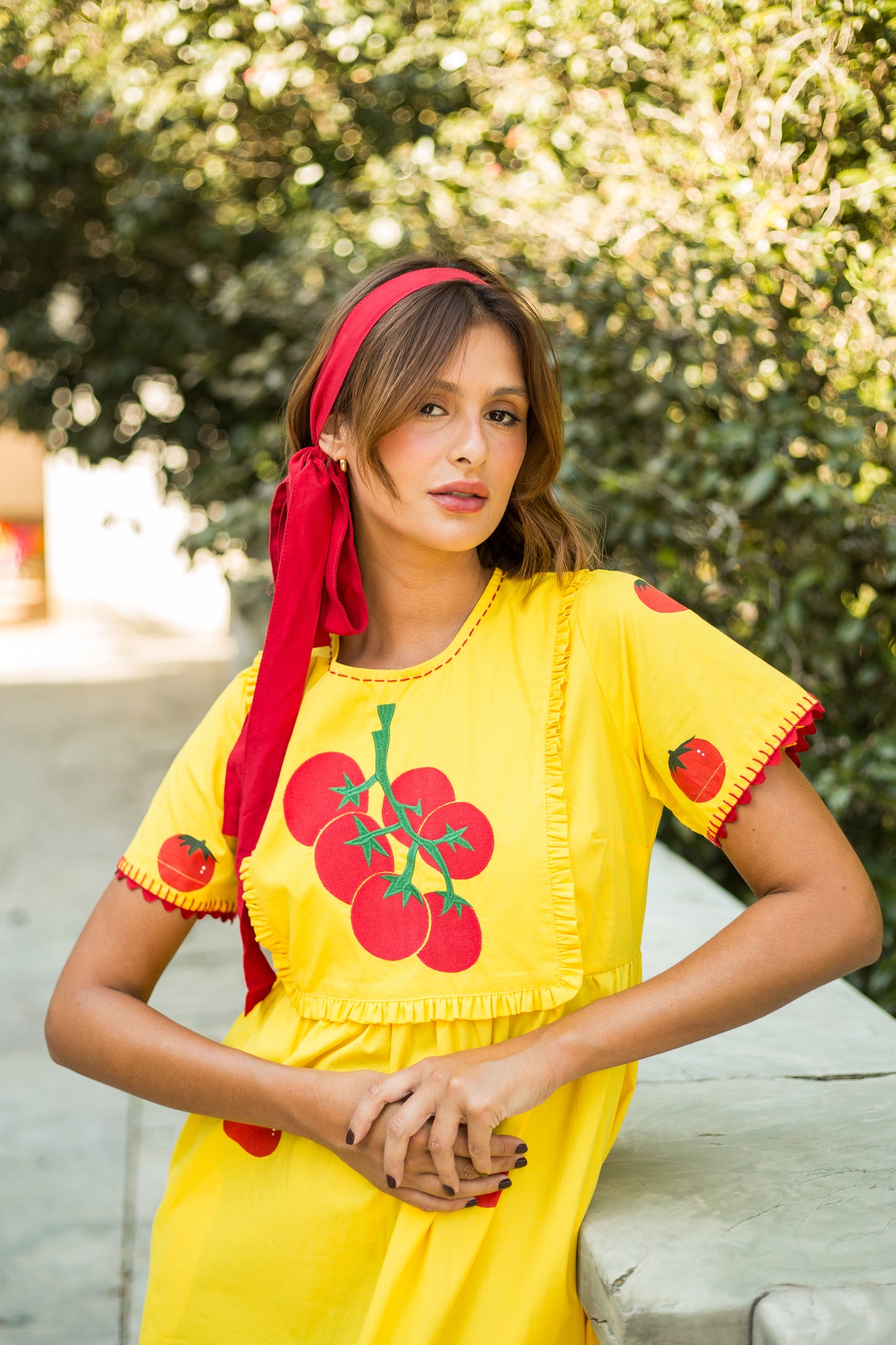 Vestido Moldura Tomates - amarelo