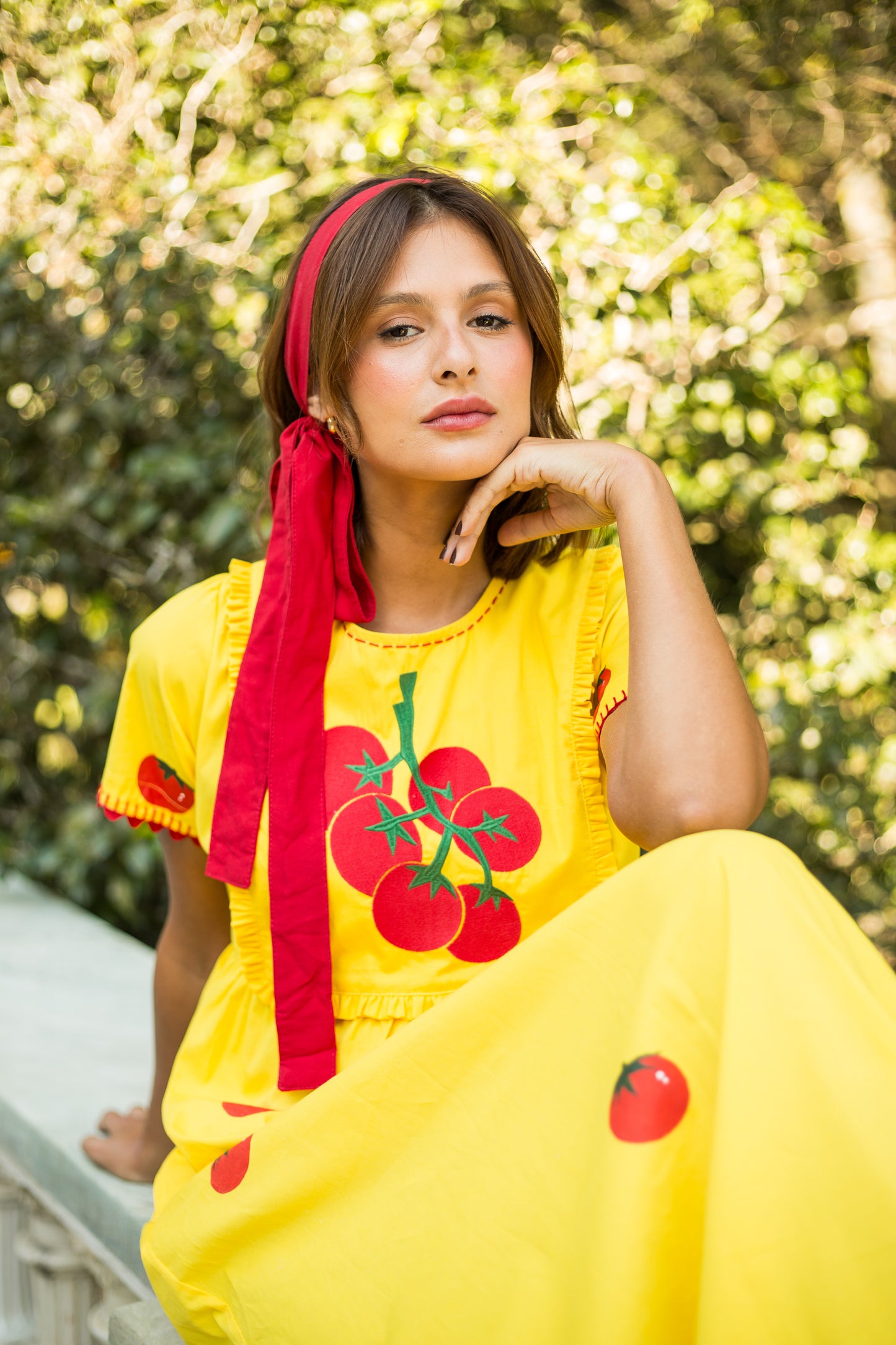 Vestido Moldura Tomates - amarelo