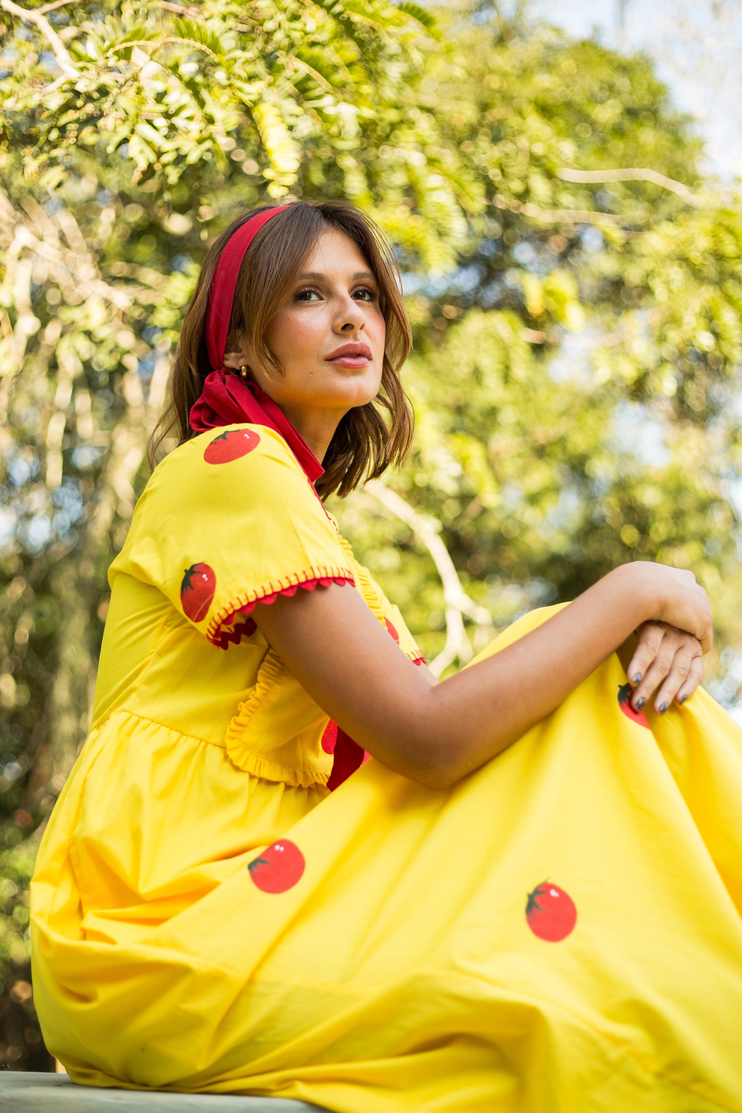 Vestido Moldura Tomates - amarelo