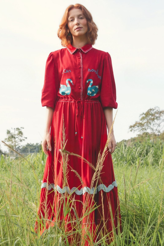 Vestido Frida Patinhos - vermelho