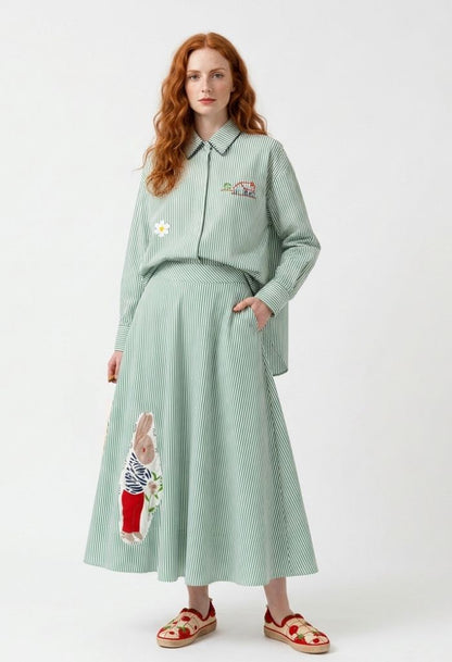 Saia Aurora Coelho - listrado verde