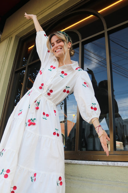 Vestido Frida Cereja - branco