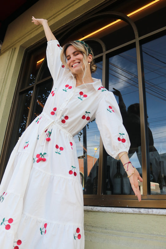 Vestido Frida Cereja - branco