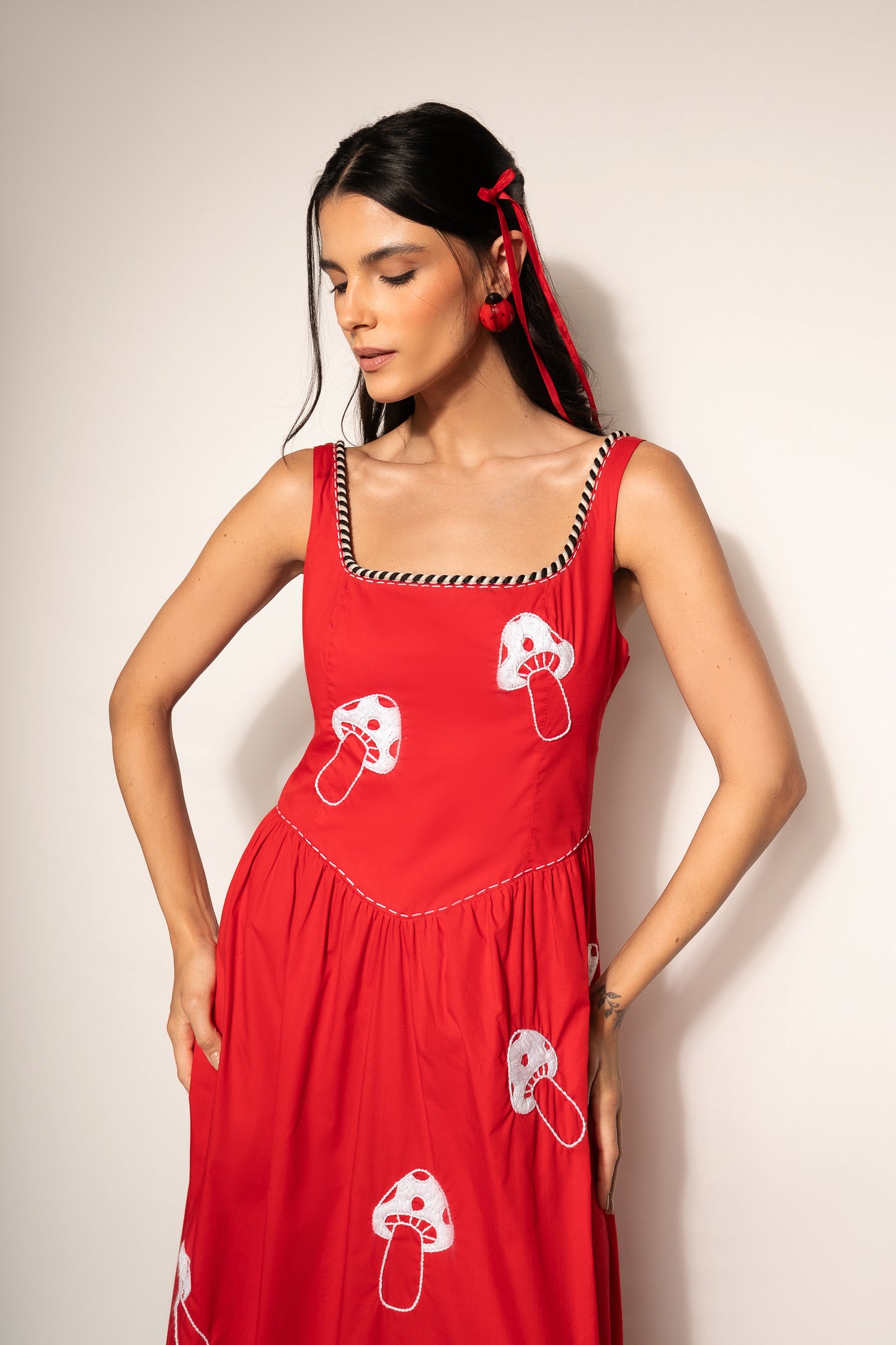 Vestido Prosperidade Cogumelo - vermelho