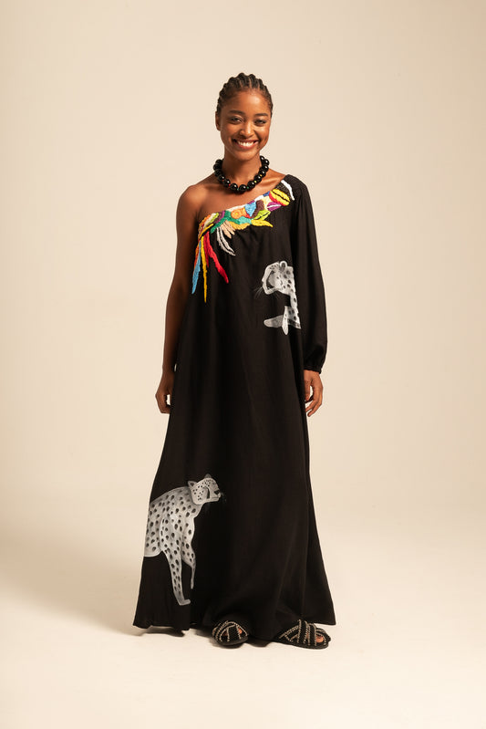 Vestido África Onça - preto