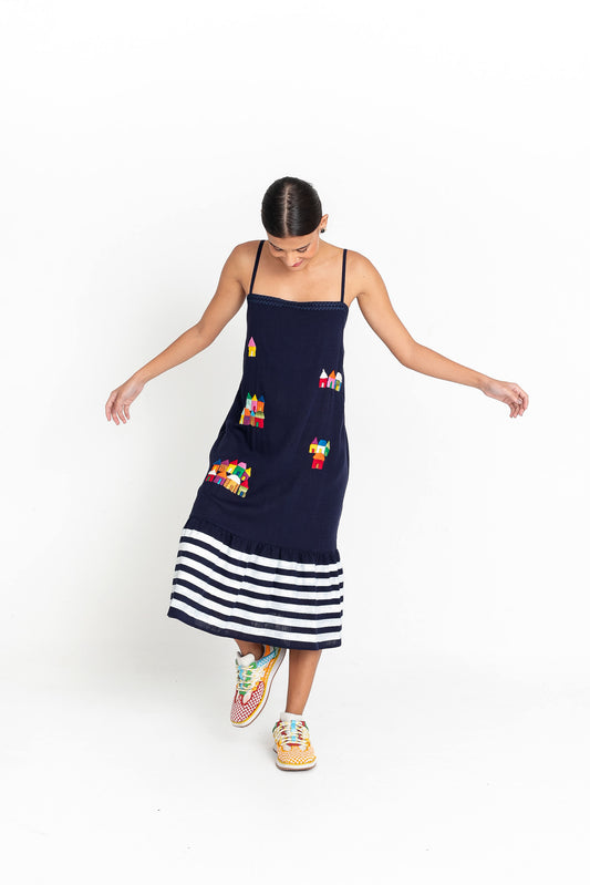 Vestido Manu - casinhas - marinho