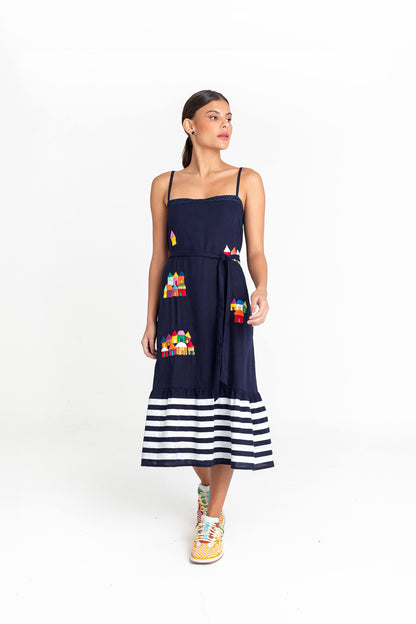 Vestido Manu - casinhas - marinho