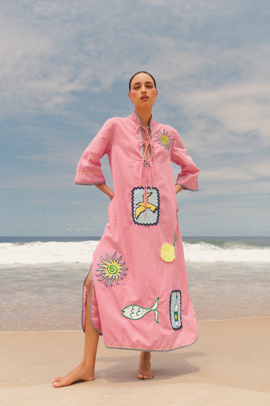 Túnica Toscana - vichy vermelho