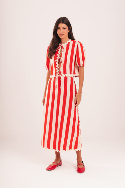 Blusa Baleiro Circo - listras vermelhas