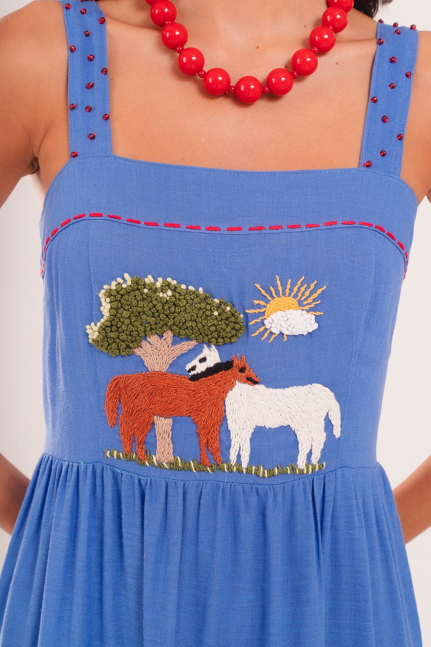 Vestido Amanda Cavalinhos - azul médio