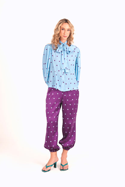 Calça Primavera Poá - roxo