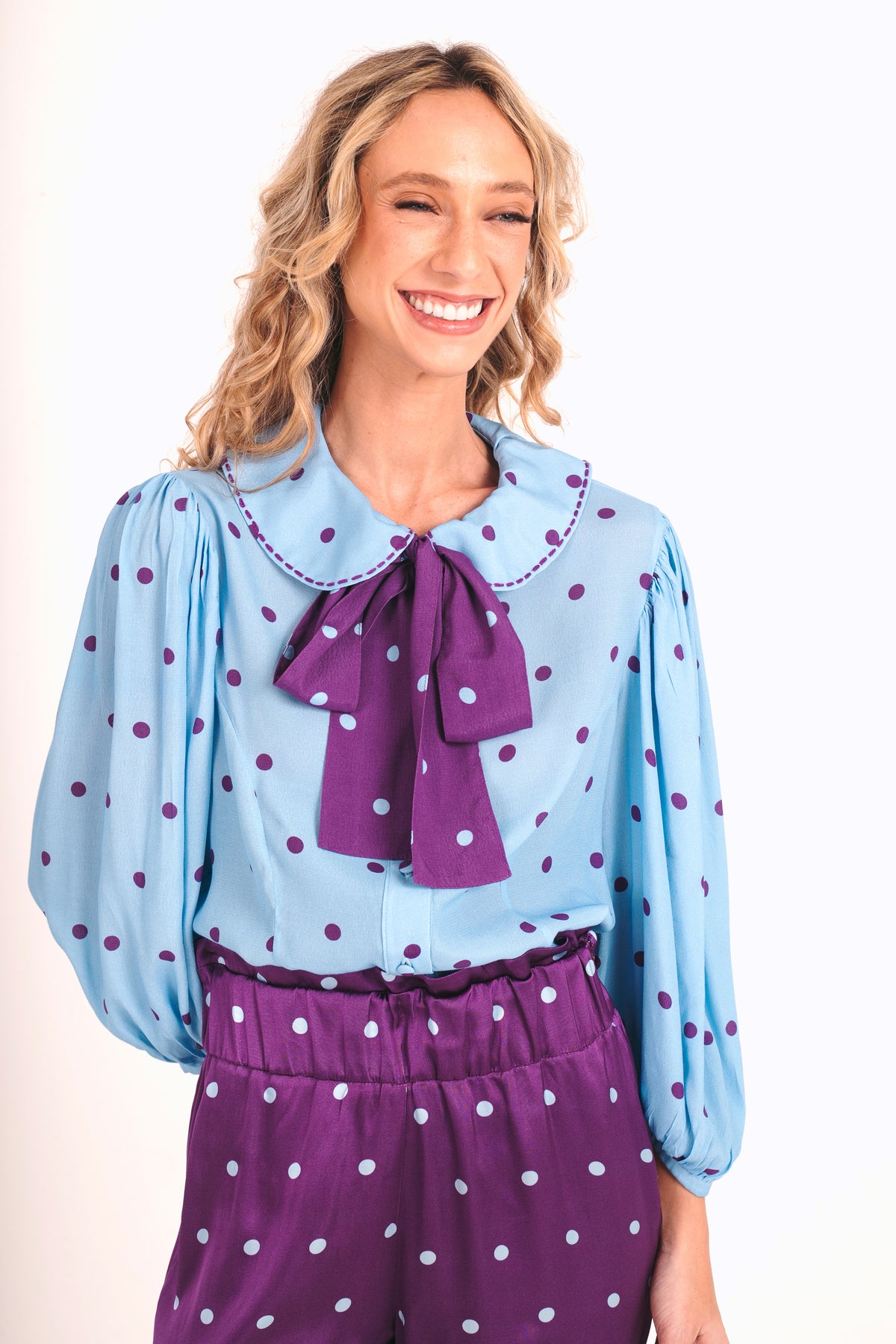 Calça Primavera Poá - roxo
