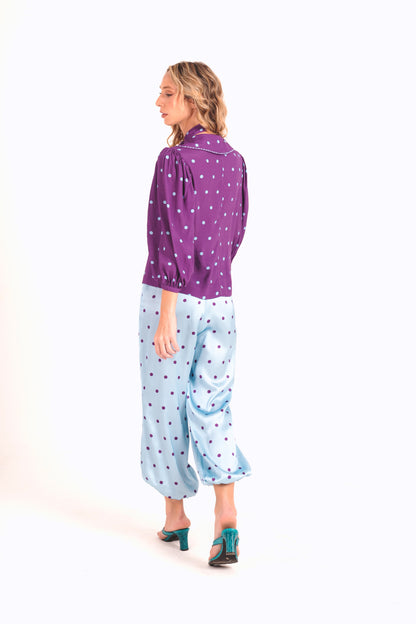 Camisa Primavera Poá - roxo