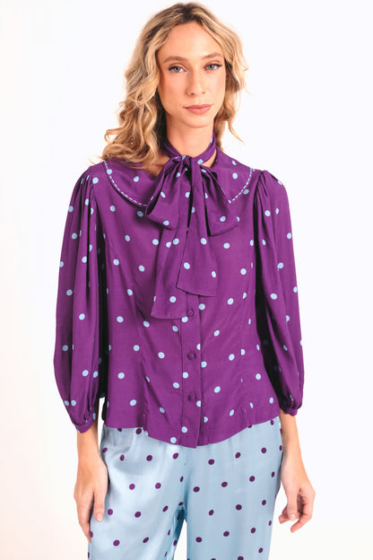 Camisa Primavera Poá - roxo