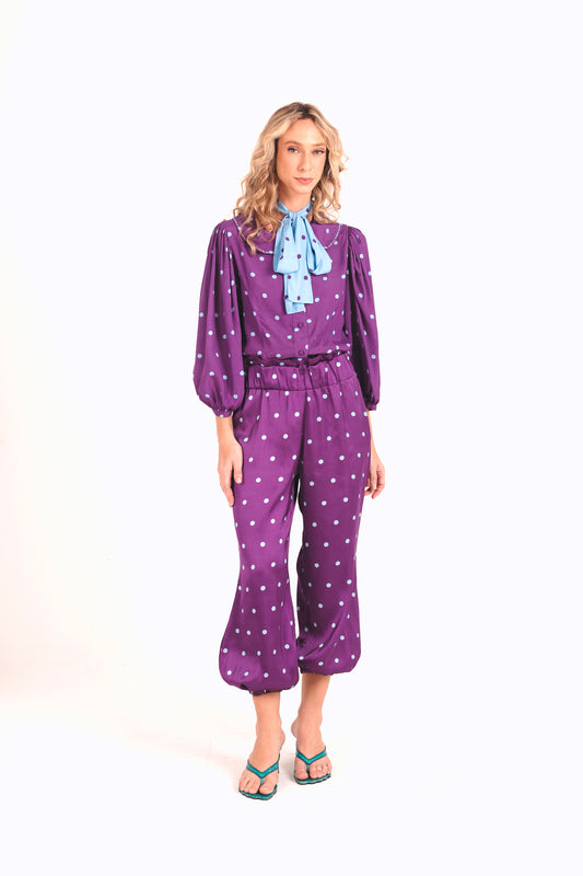 Calça Primavera Poá - roxo