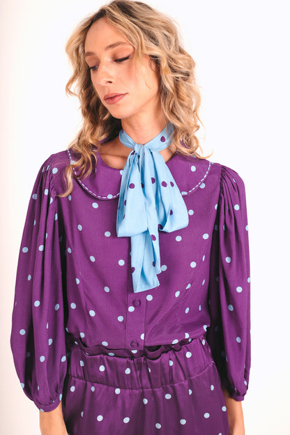 Camisa Primavera Poá - roxo