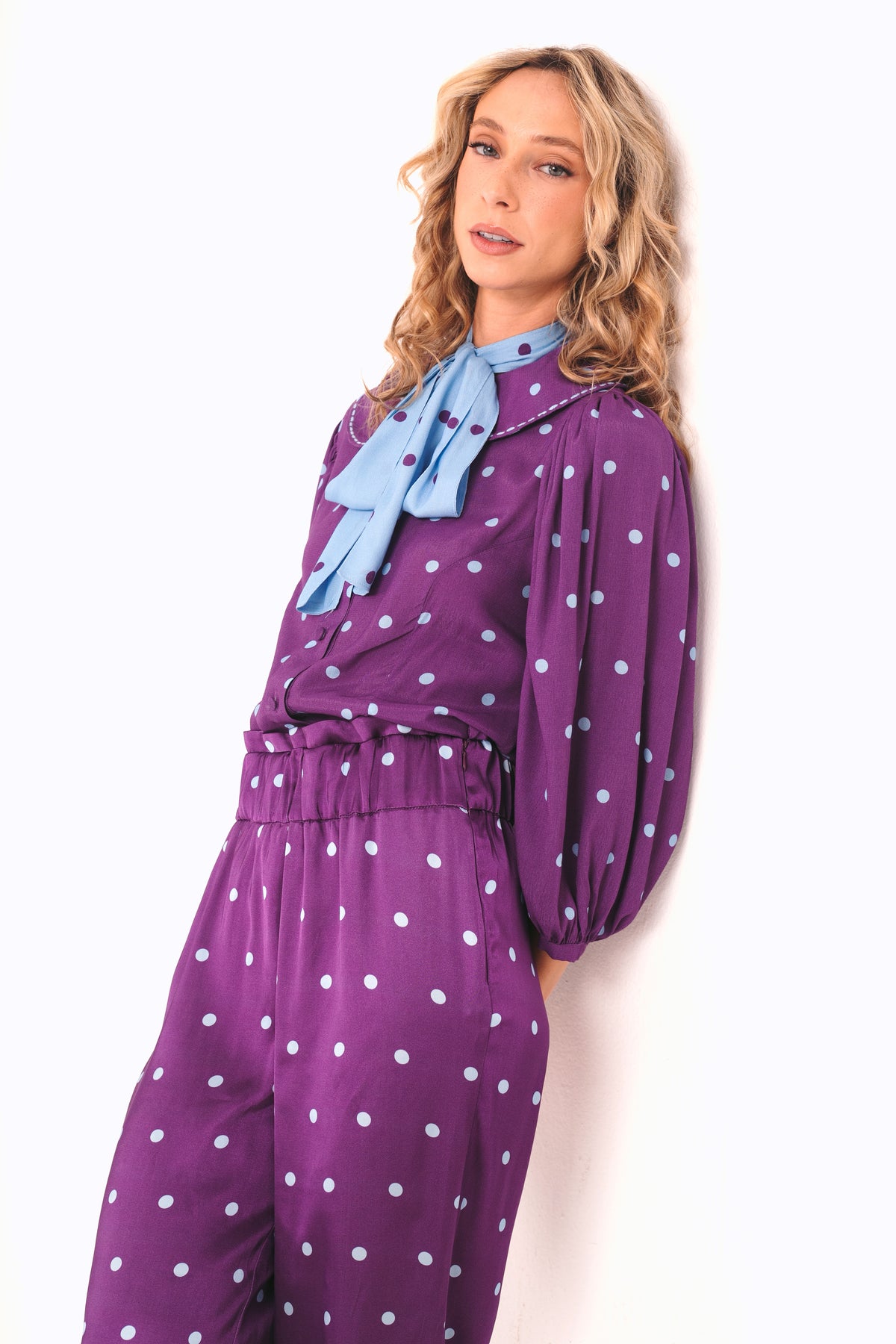 Calça Primavera Poá - roxo