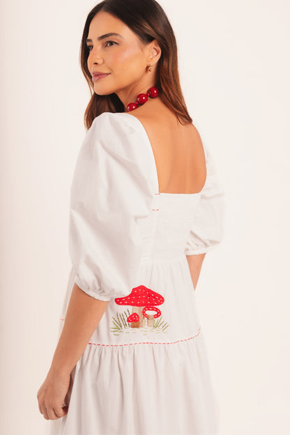 Vestido Amanda Cogumelo com manga - off