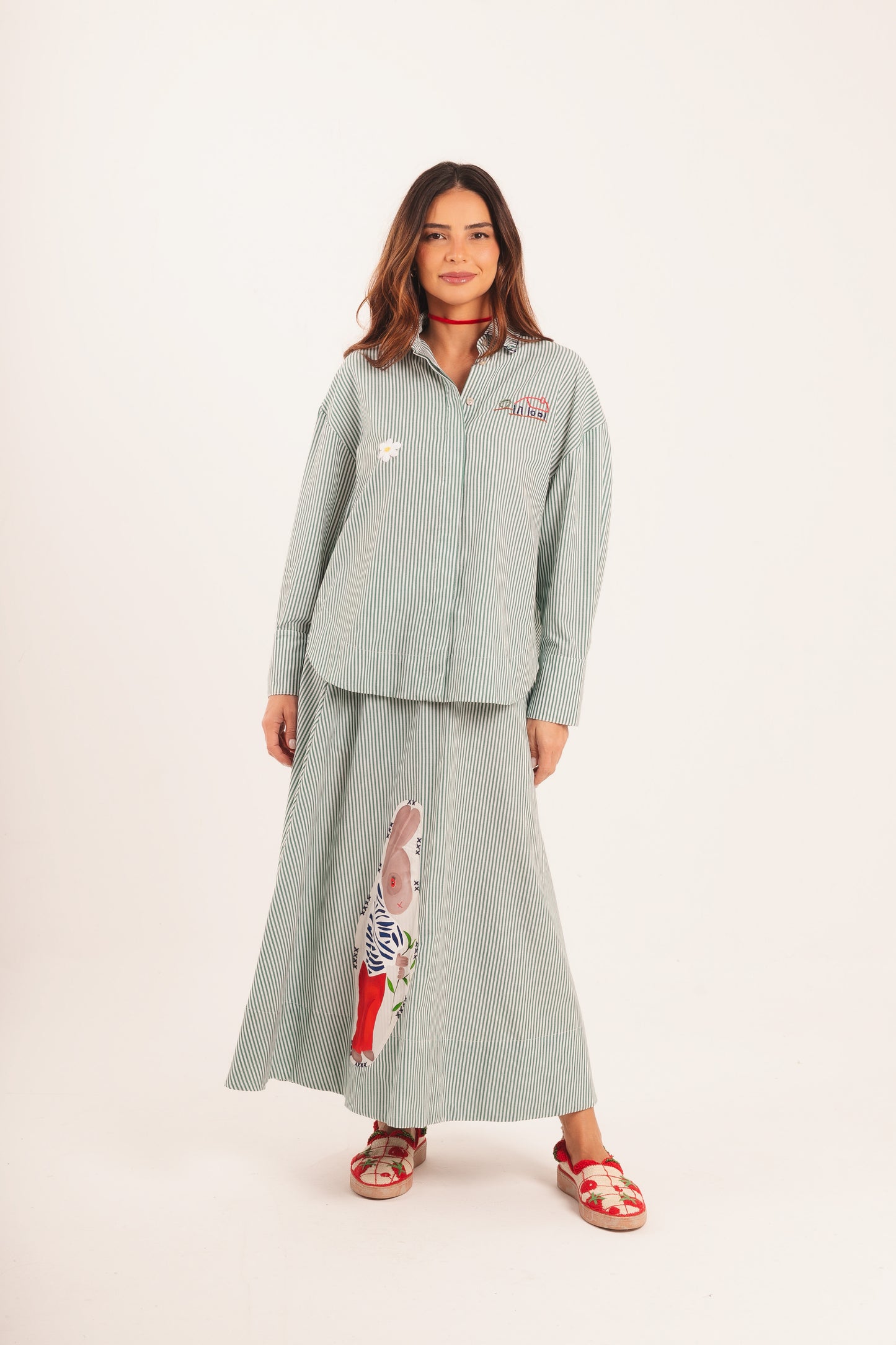 Camisa Alice - listrado verde