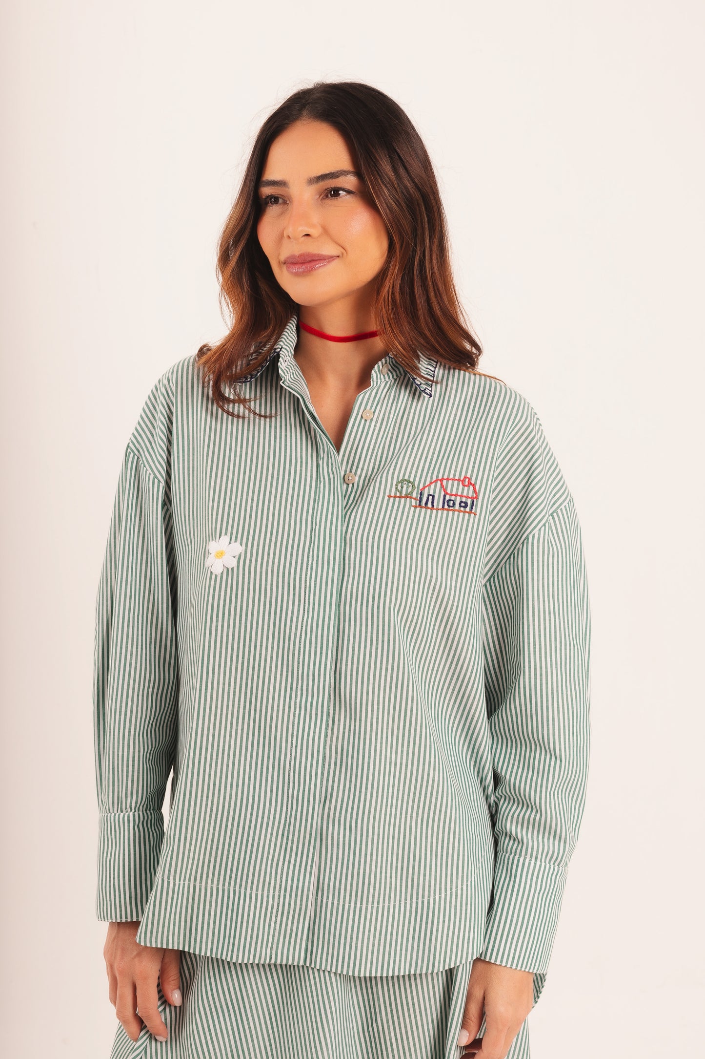 Camisa Alice - listrado verde