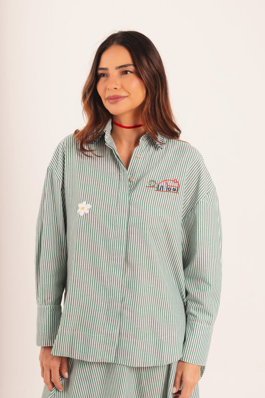 Camisa Alice - listrado verde