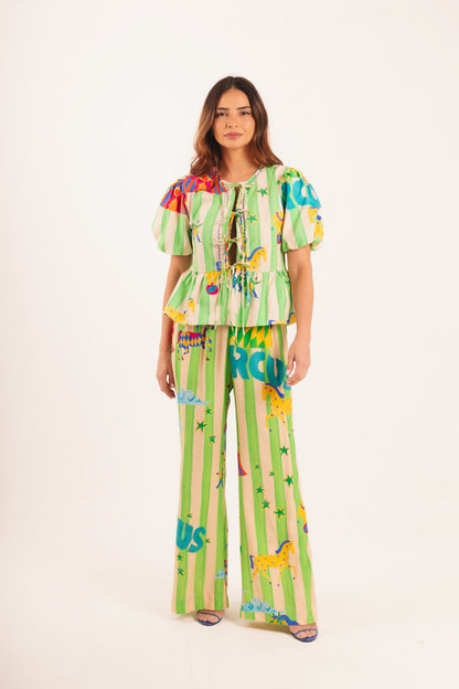 Blusa Isa - circo listra verde