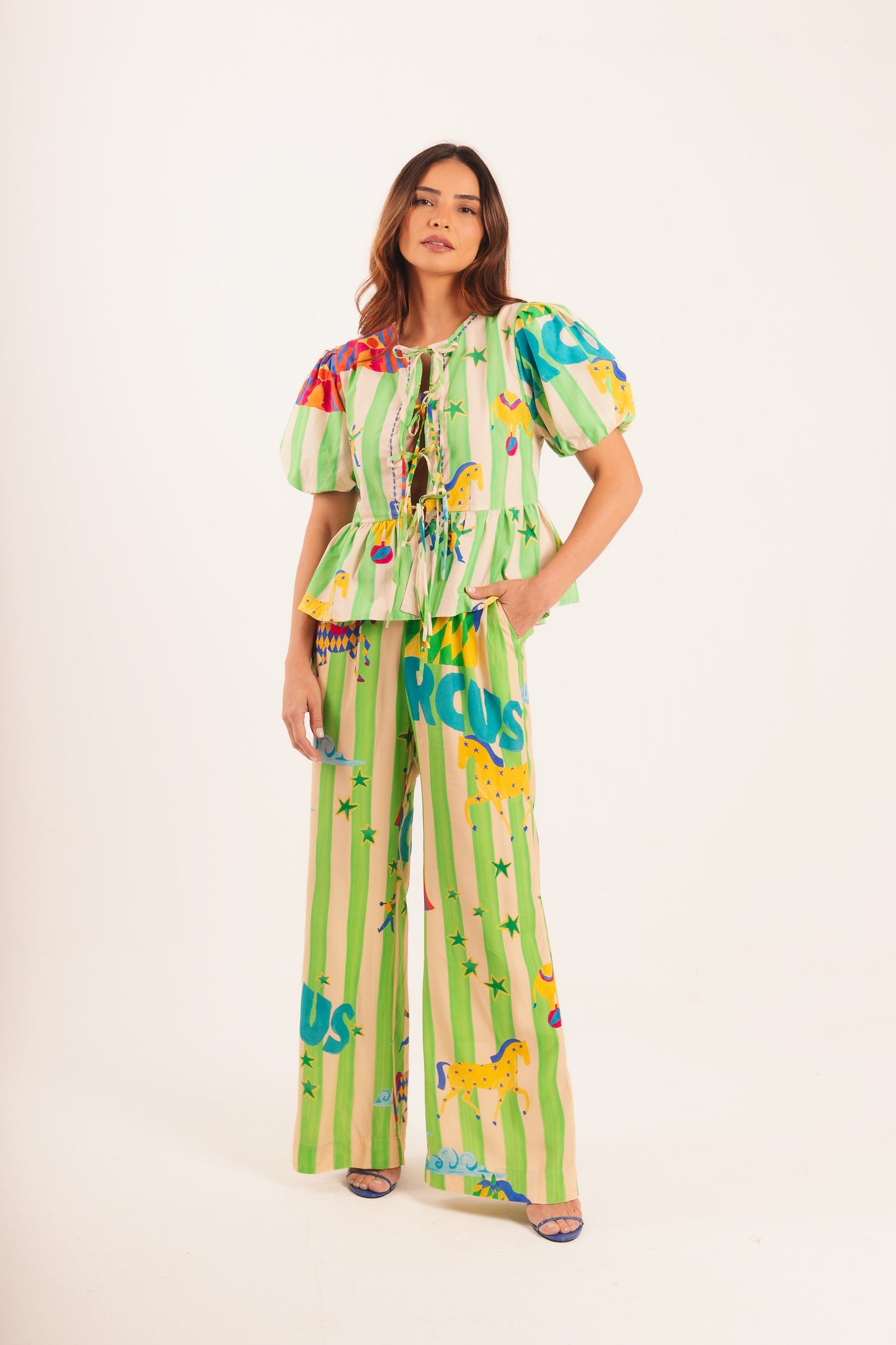 Blusa Isa - circo listra verde