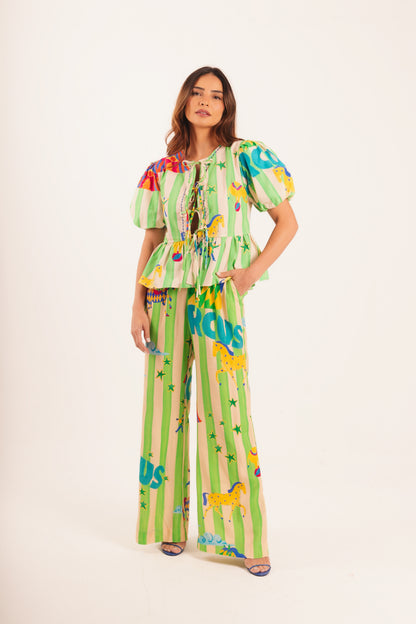 Blusa Isa - circo listra verde