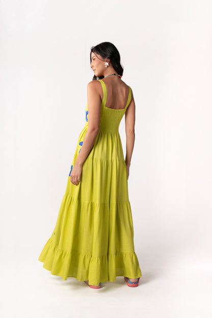 Vestido Amanda Estrela do Mar - verde limão