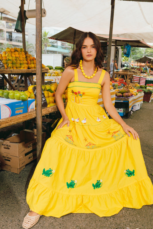 Vestido Amanda Nostalgia - amarelo