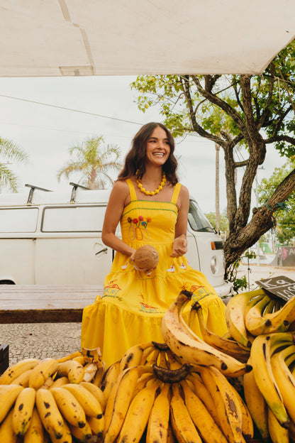 Vestido Amanda Nostalgia - amarelo