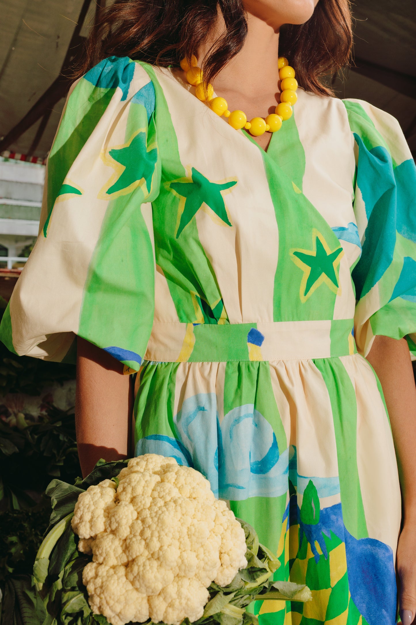 Vestido Abraço Tropical - listras verdes