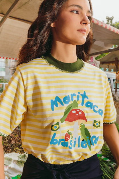 T-Shirt Maritaca Brasileira - listrado amarelo