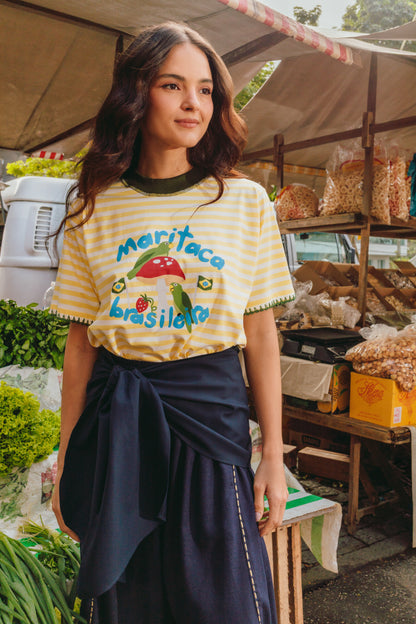 T-Shirt Maritaca Brasileira - listrado amarelo