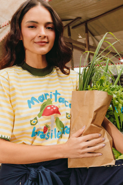 T-Shirt Maritaca Brasileira - listrado amarelo