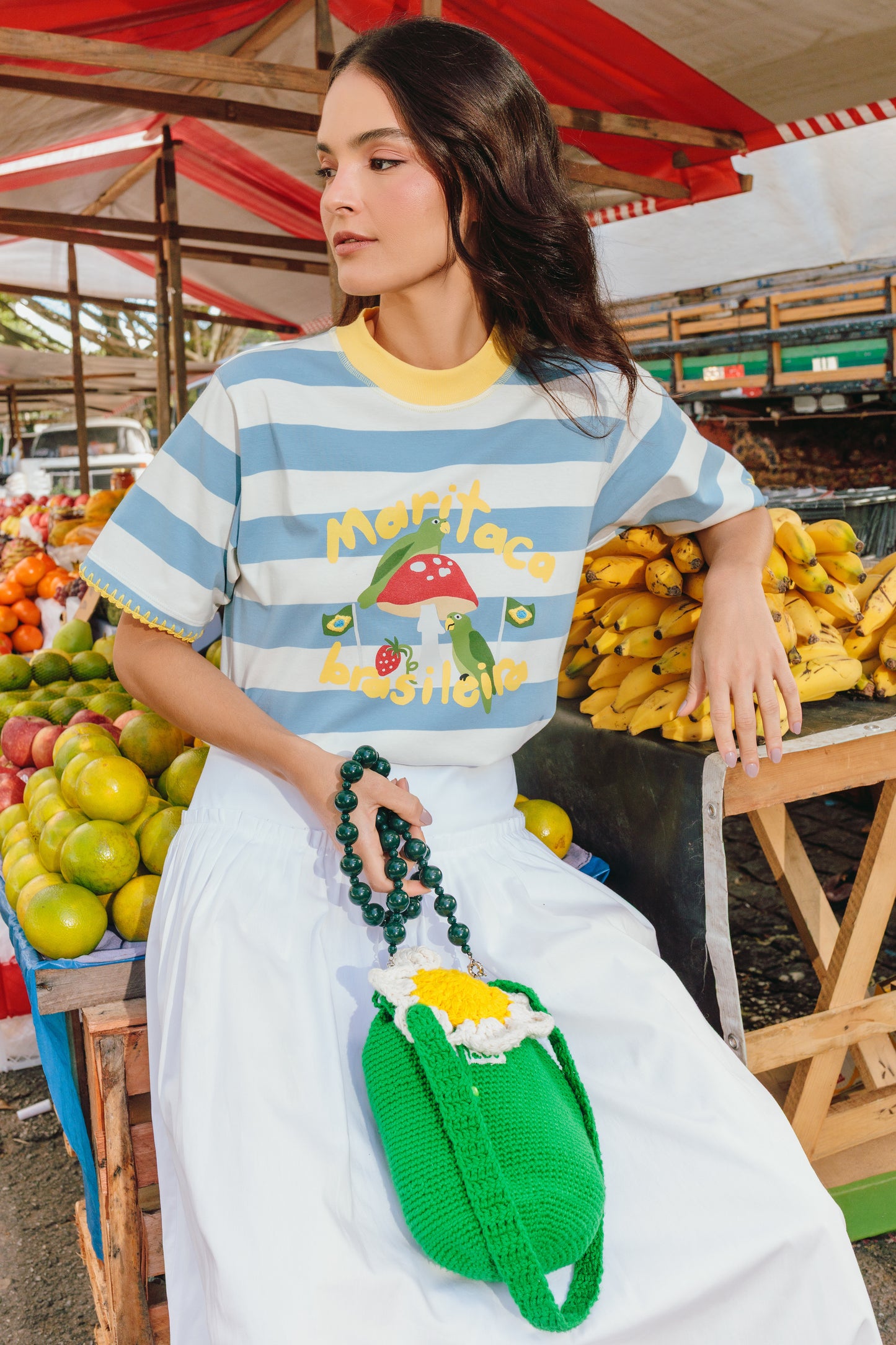 T-Shirt Maritaca Brasileira - listrado azul
