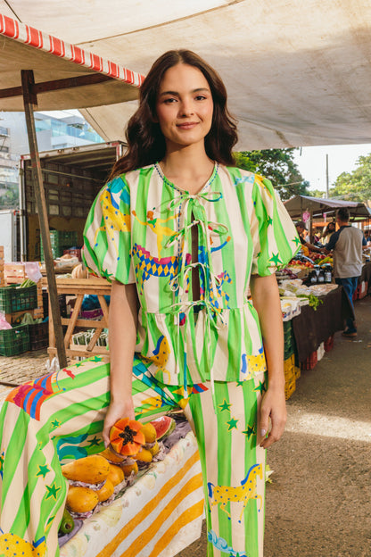 Blusa Isa - circo listra verde