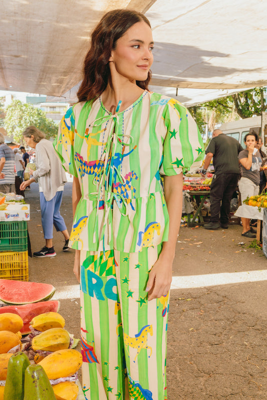 Blusa Isa - circo listra verde