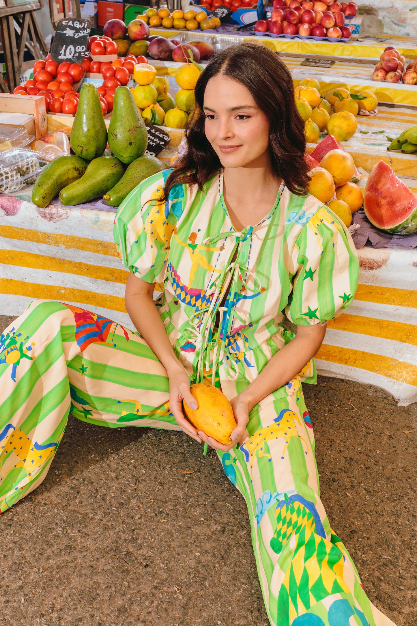 Blusa Isa - circo listra verde