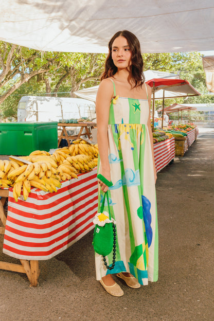 Vestido Thalia Tropical - listras verdes
