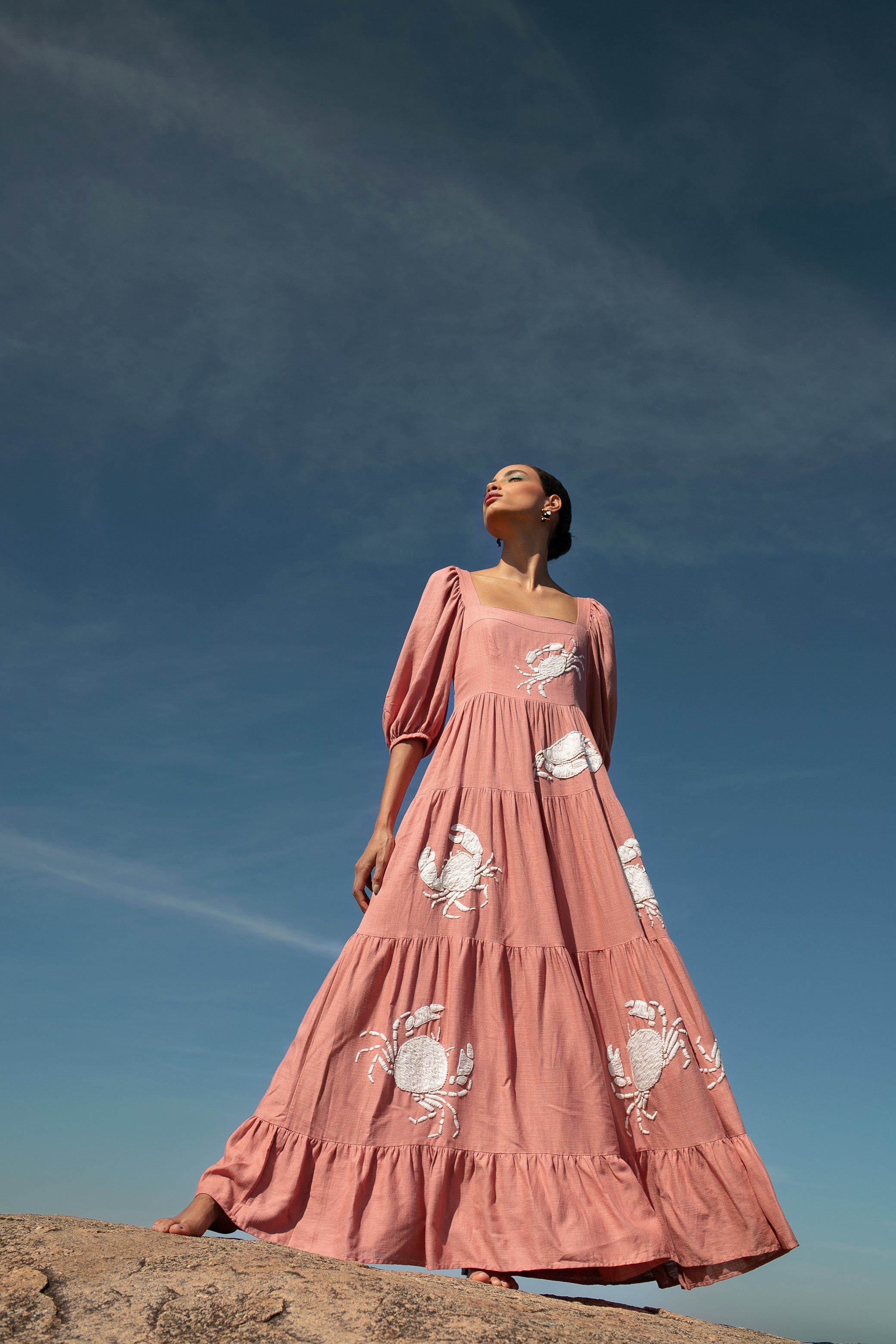 Vestido Amanda Caranguejo - nude – Mabô Rio