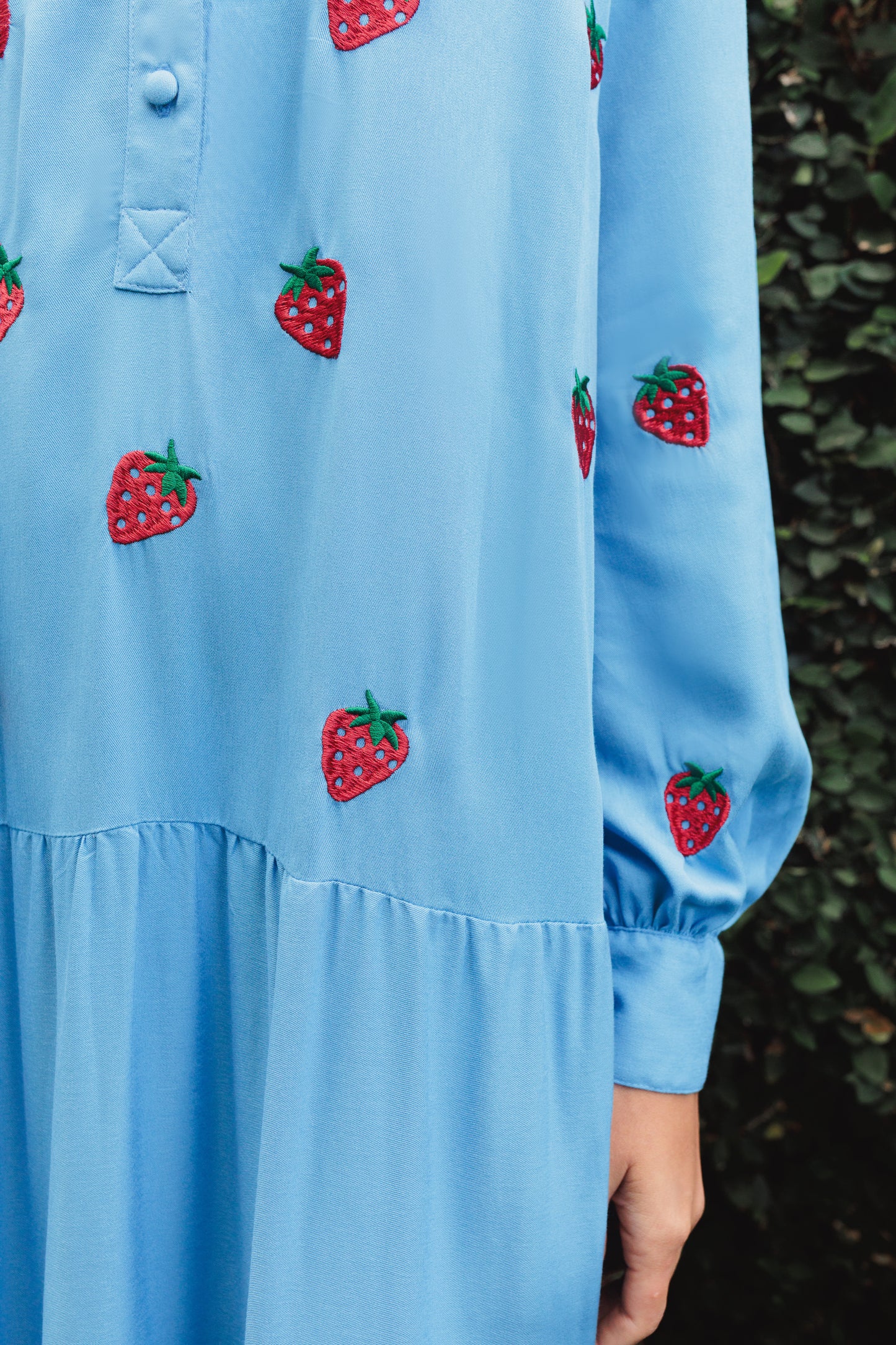 Vestido Sampa Morangos - azul médio