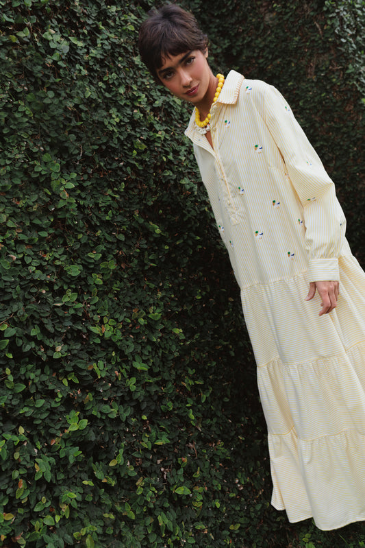 Vestido Sampa Revoada - listrado amarelo