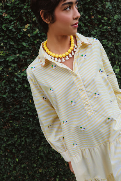 Vestido Sampa Revoada - listrado amarelo