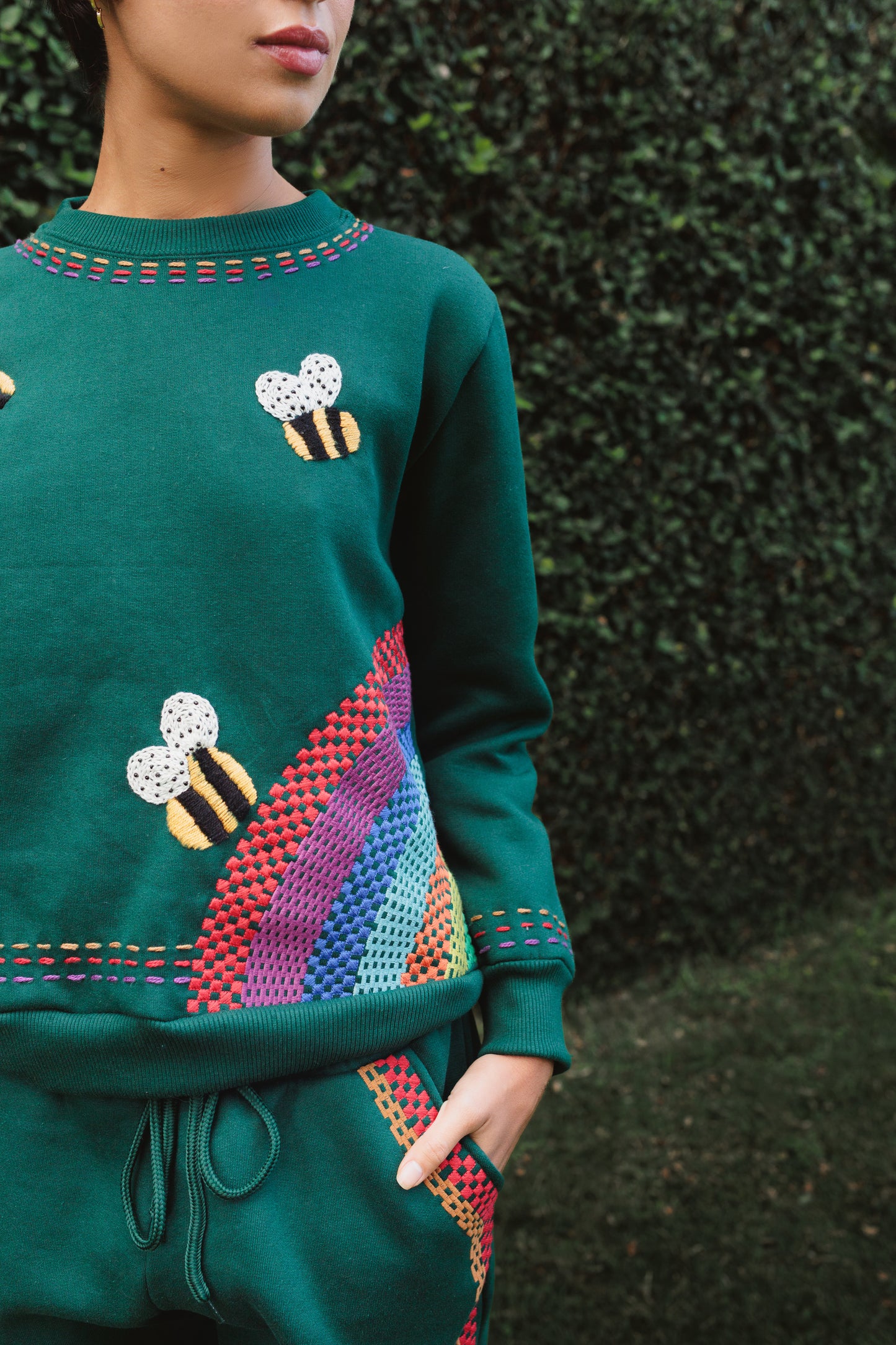 Conjunto Moletom Felicidade - verde