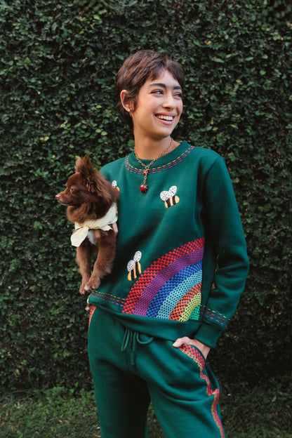 Conjunto Moletom Felicidade - verde