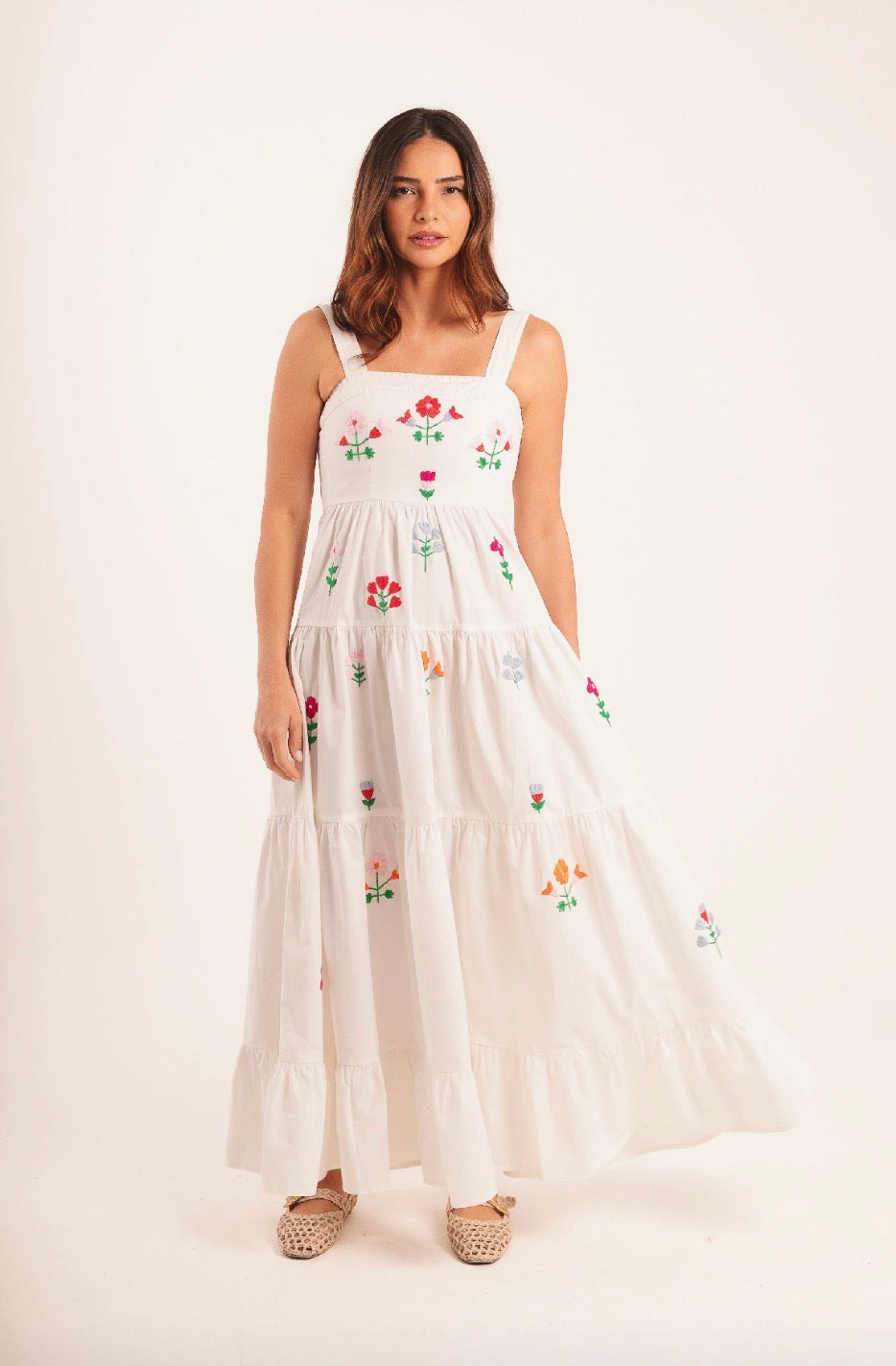 Vestido Amanda Mini Flores - branco