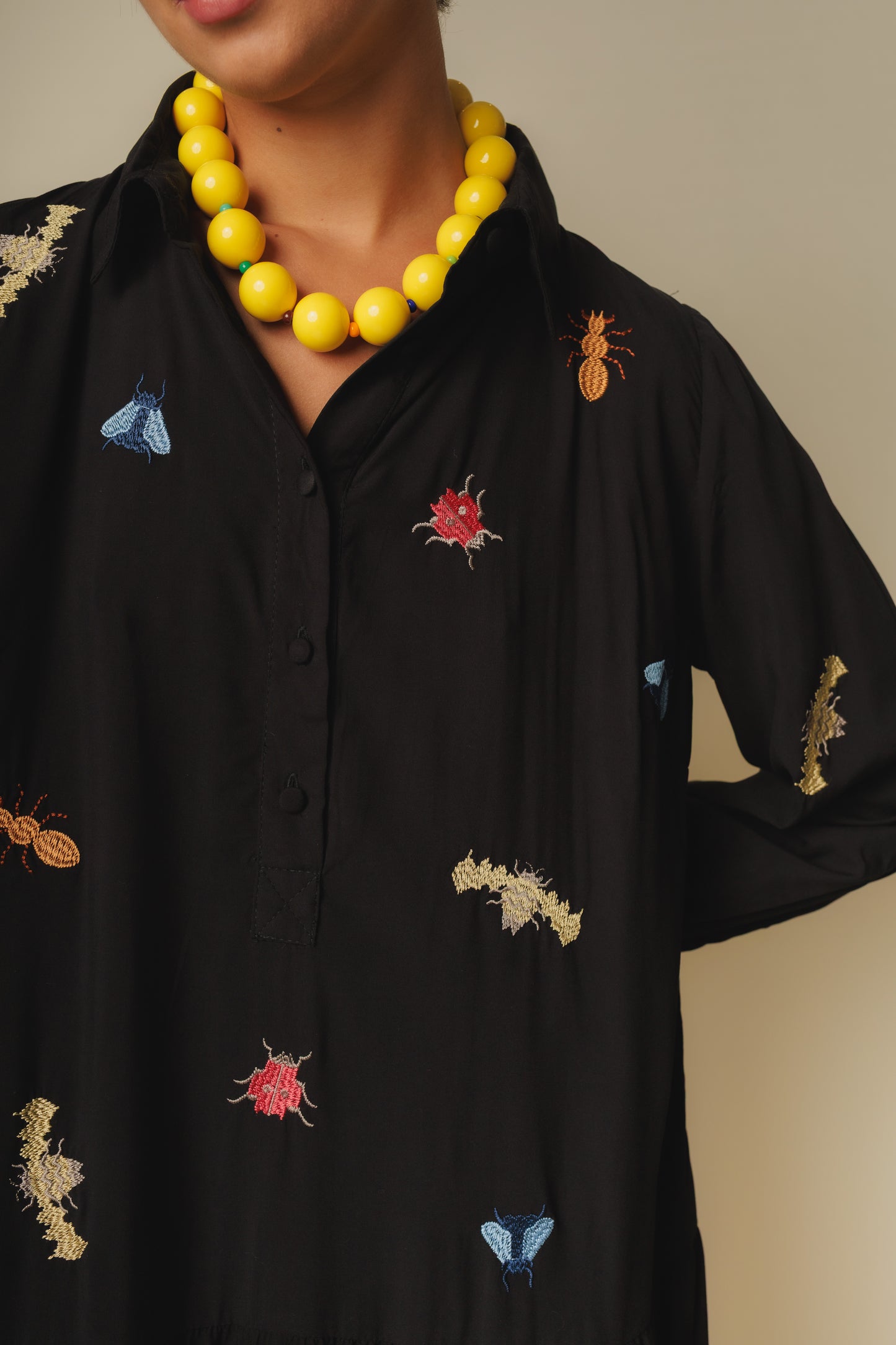 Vestido Sampa Insetos - preto