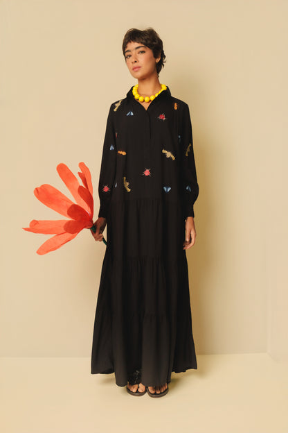 Vestido Sampa Insetos - preto